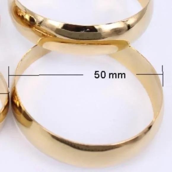 18K YELLOW GOLD 2” ROUND CHUNKY HOOP EARRINGS, BEAUTIFUL EARRINGS, CUTE EARRINGS - Picture 4 of 5